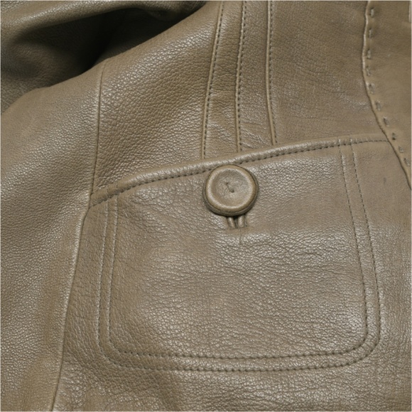 MACKAGE Tan Leather and Wool Ribbing Jacket Size M - Picture 10 of 13